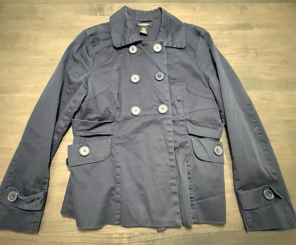 Autograph New York Double Breasted Peacoat Small Navy